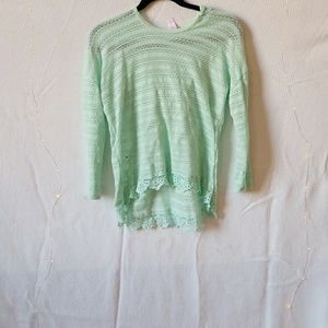 Teal laced long sleeve- hooded